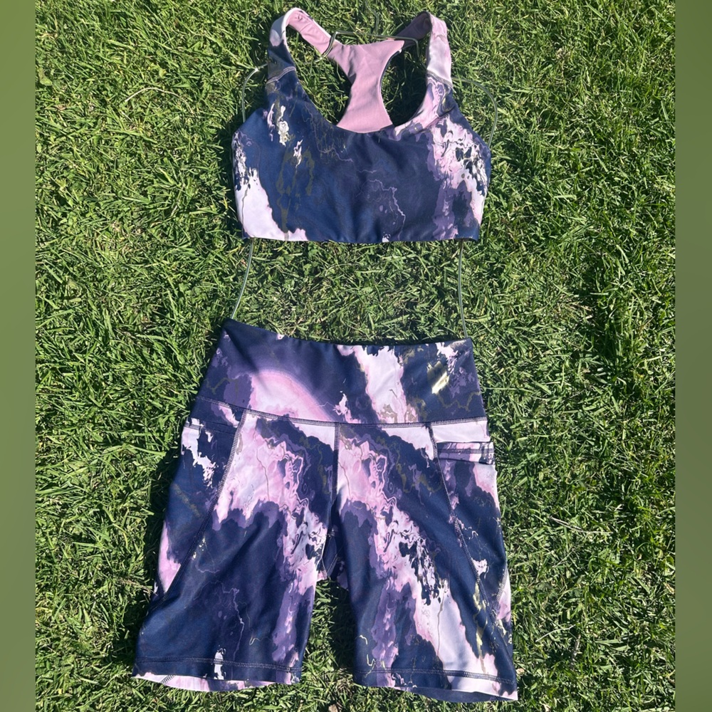 Purple and Black Abstract workout Set